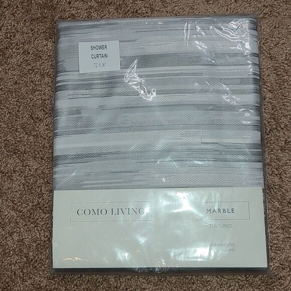 Gray Marble Textured Shower Curtain - Picture 2 of 4